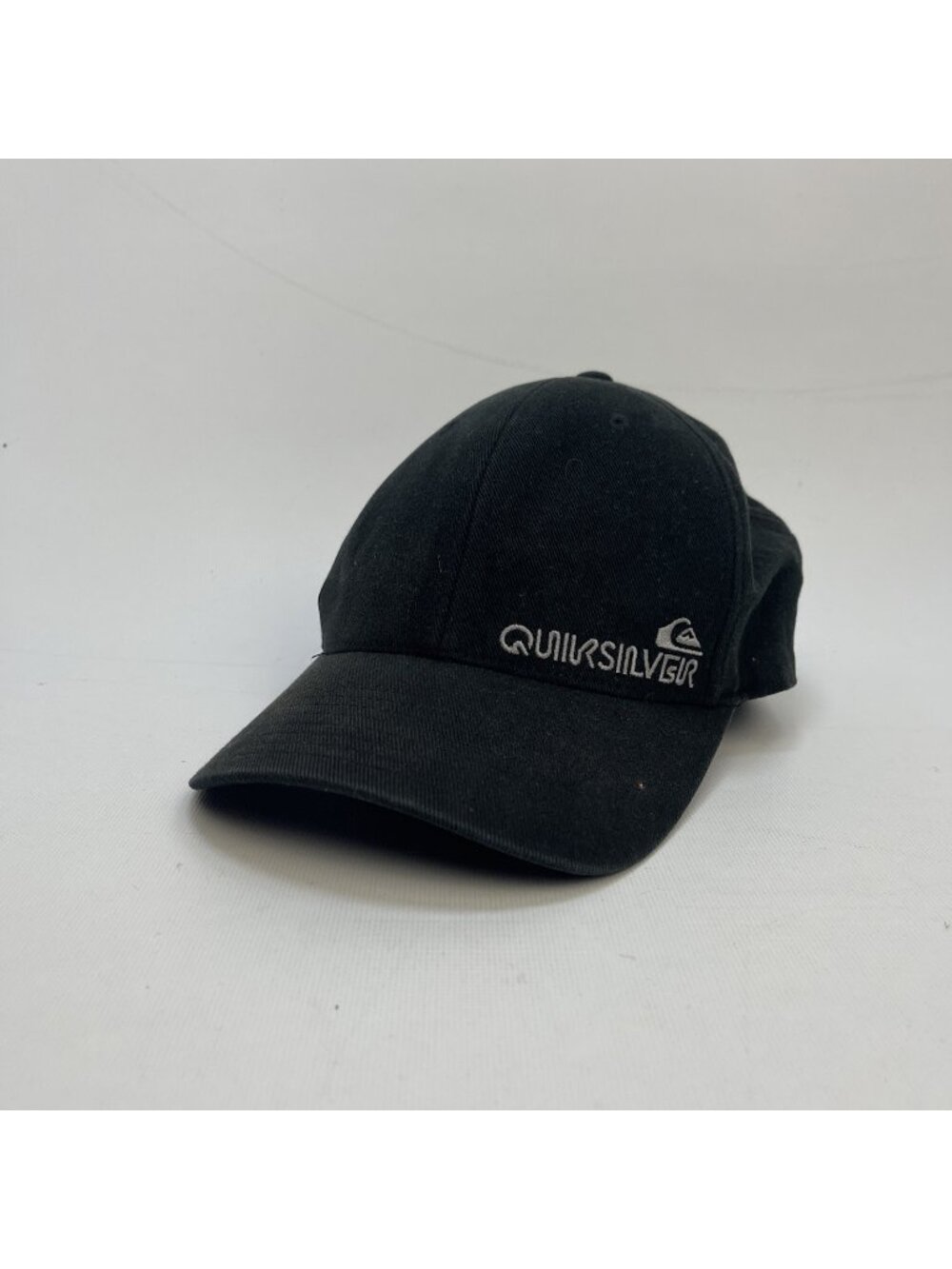 Y2K Quicksilver Flexfit Baseball Hat Black Sz L/XL Surfer / Skater 2000's Grunge
